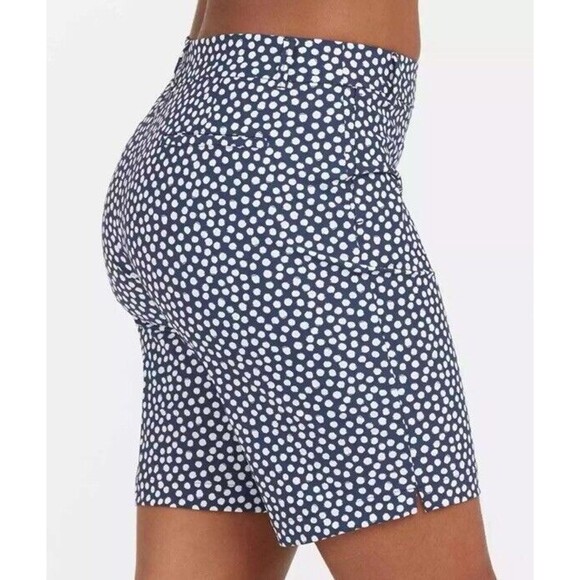 Spanx Sunshine Shorts, 10" Navy Printed Dot Size L,new - Picture 4 of 14